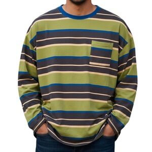 Urban Outfitters Striped Long Sleeve Pocket Tee 90s Retro Streetwear Top XL